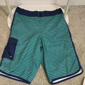 Cat & Jack‎ Kids' Aqua and Navy Striped Swim Trunks